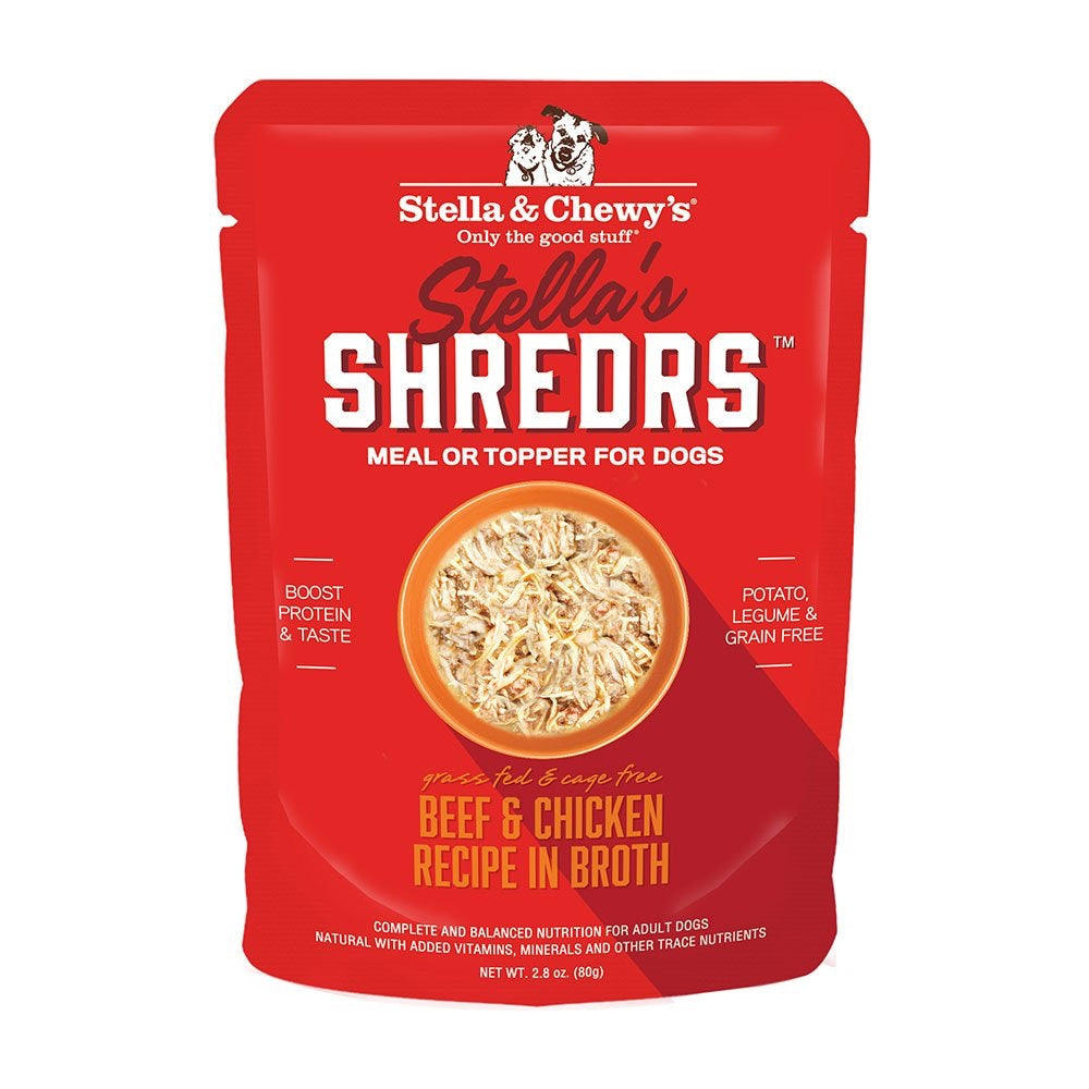 *BUY 1 GET 1 FREE* Stella & Chewy's® Stella's Shredrs™ Beef & Chicken Recipe in Broth for dogs 2.8oz - EXPIRING 12th May,2024