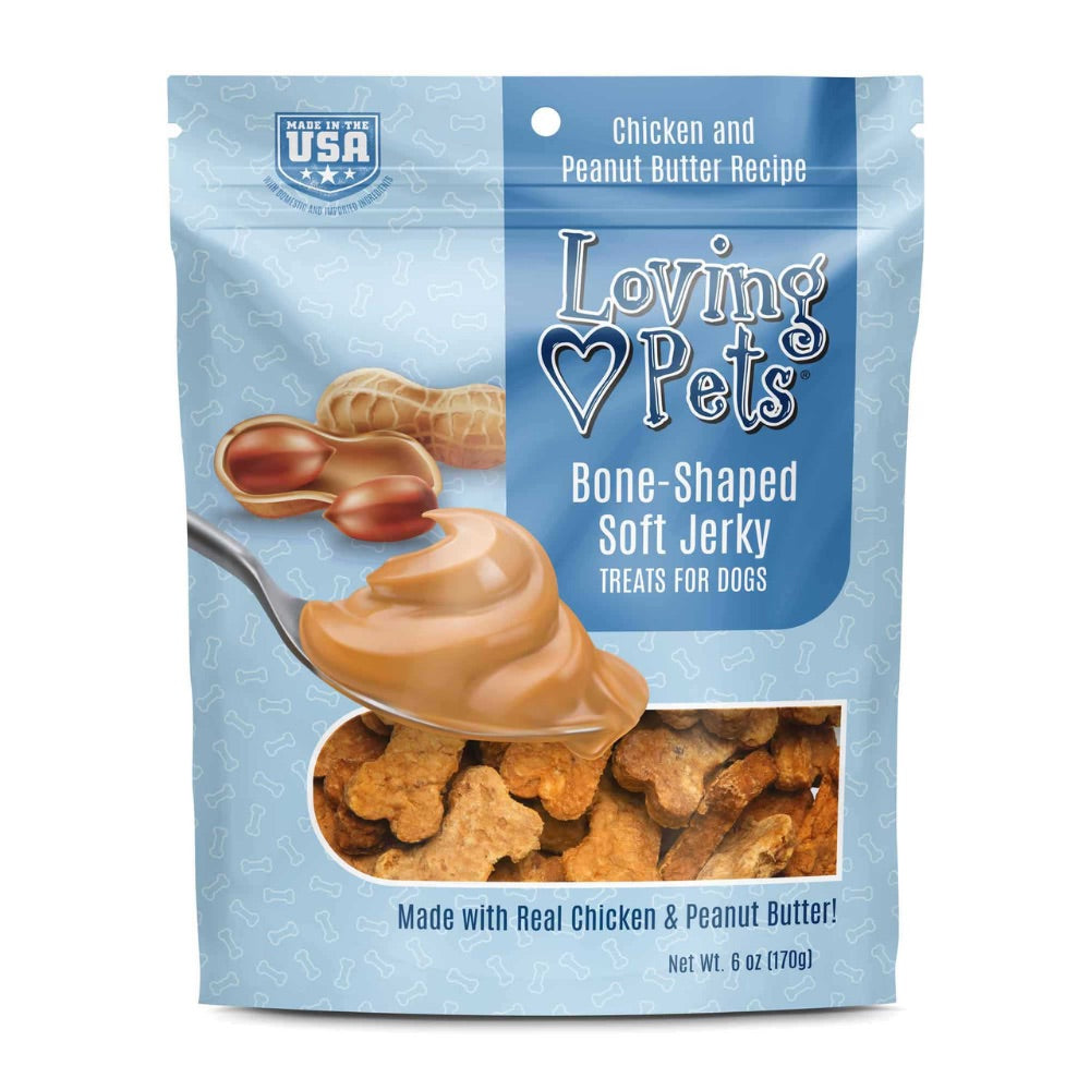 Loving Pets Chicken & Peanut Butter Bone-Shaped Jerky Treats