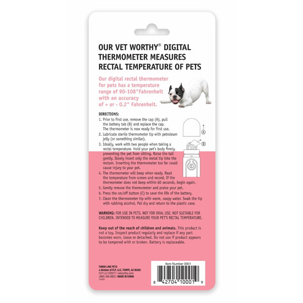 Vet Worthy Pet Digital Rectal Thermometer Paws and Whiskers