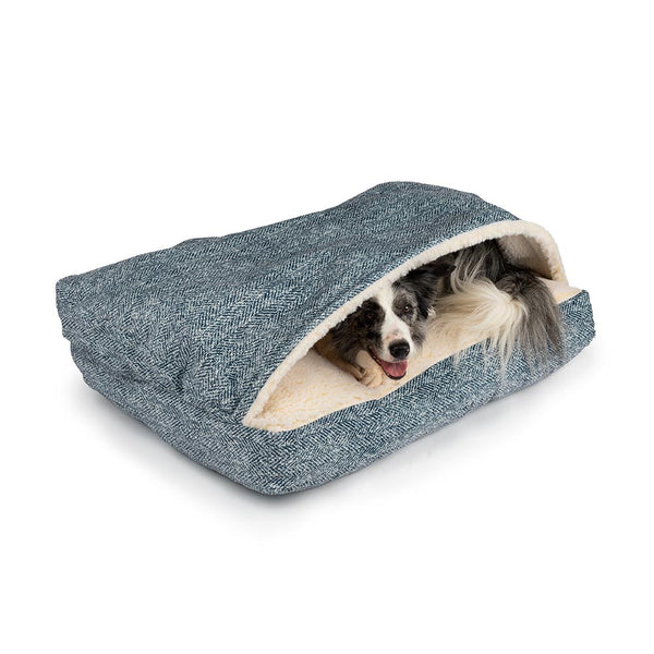 Snoozer Luxury Cozy Cave® Rectangle Dog Bed – Palmer Indigo – Paws