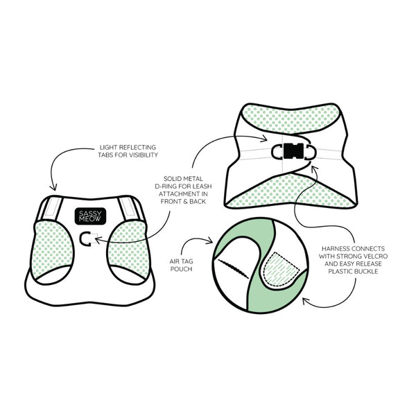 Sassy Meow CAT STEPIN HARNESS DINO DARLING Paws and Whiskers