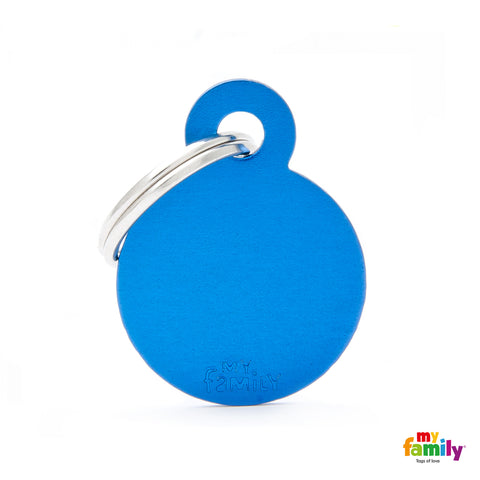 My Family ID TAG BASIC COLLECTION ROUND LIGHT BLUE IN ALUMINUM
