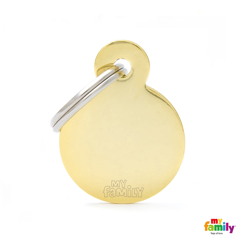 My Family ID TAG BASIC COLLECTION ROUND IN GOLDEN PLATED BRASS
