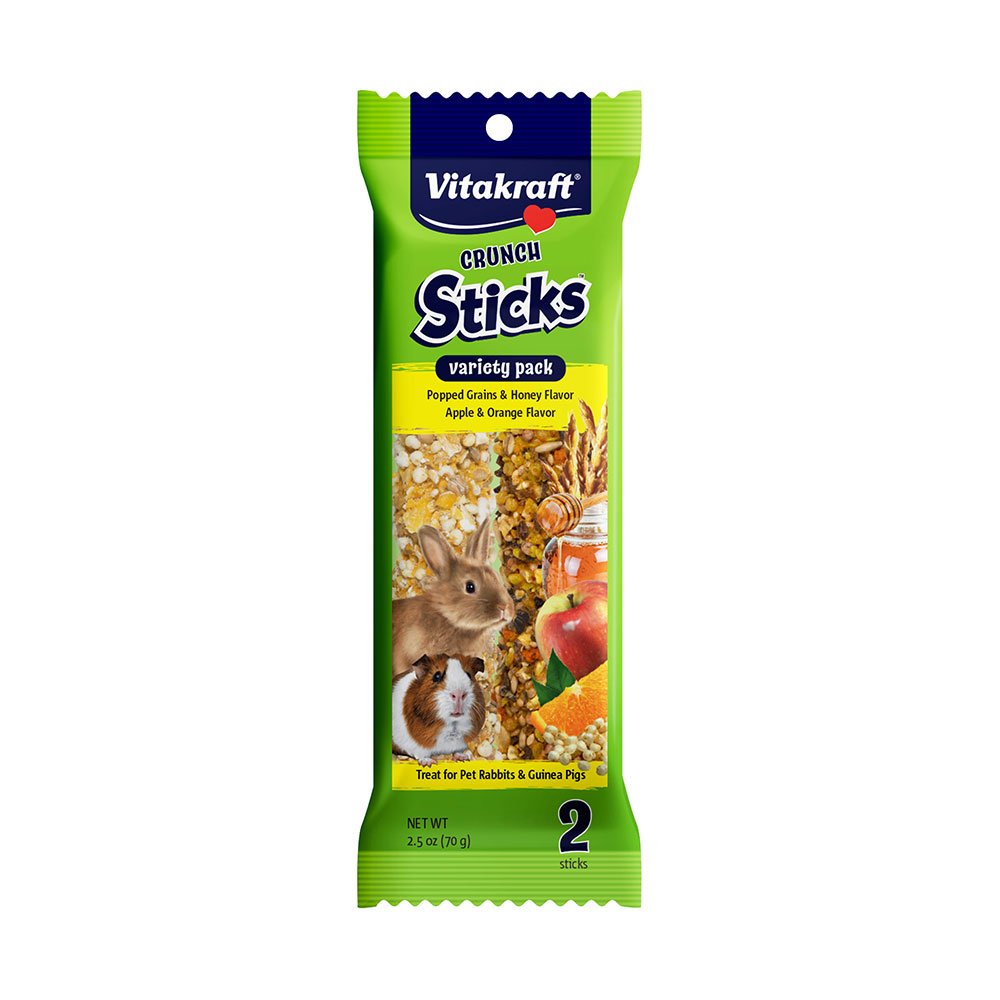 *BUY 1 GET 1 FREE *Vitakraft® Crunch Sticks Variety Pack for Guinea Pig & Rabbit 2.5 Oz - (Popped Grains & Honey and Apple & Orange)- Expiring 25th April,2024