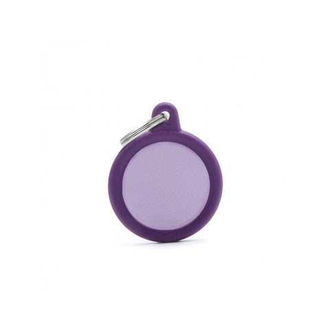 My Family ID TAG BASIC COLLECTION ROUND PURPLE IN ALUMINUM