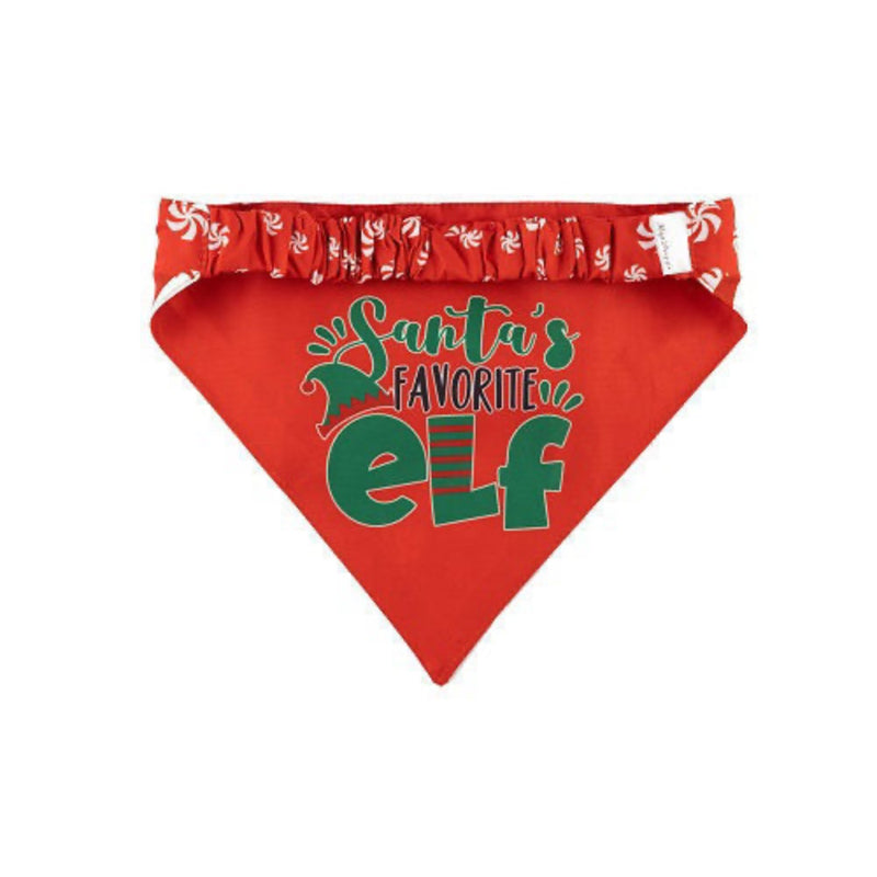 Barker's Bowtique TWO SIDED BANDANA - HAPPY HOLIDAYS/SANTA'S FAVORITE ELF