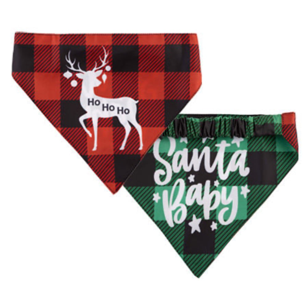 Barker's Bowtique TWO SIDED BANDANA - SANTA BABY/ HO HO HO