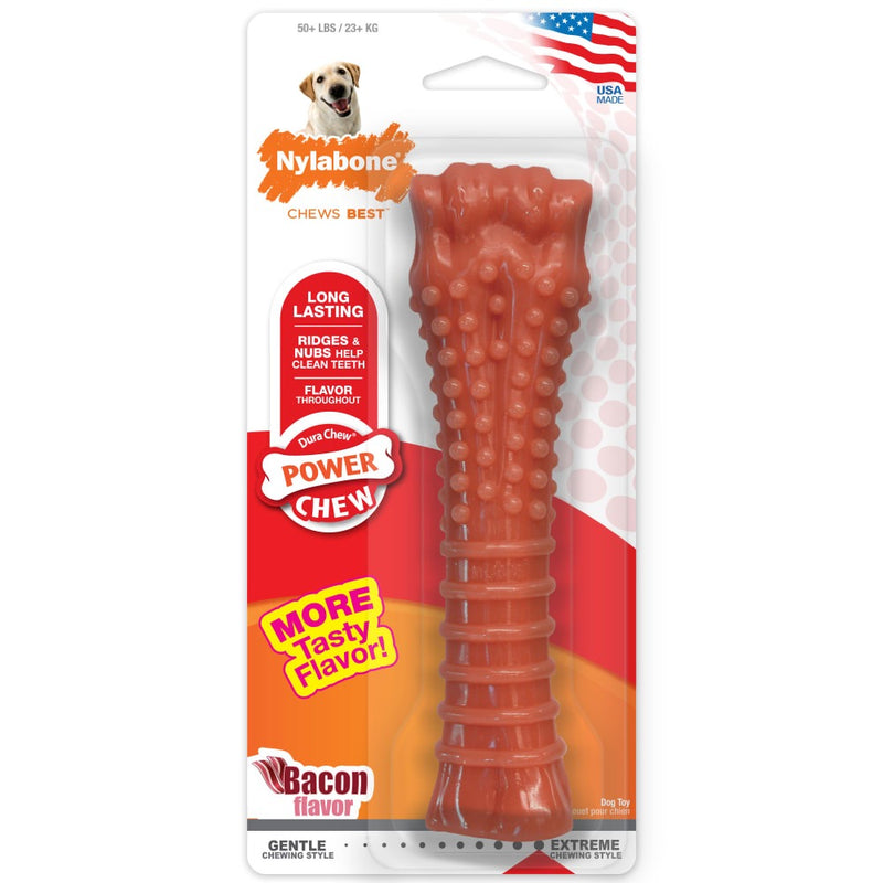 Nylabone Power Textured Knuckle Bone Chew Dog Toy Bacon (XL - 50 Lbs)