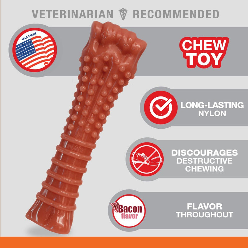 Nylabone Power Textured Knuckle Bone Chew Dog Toy Bacon (XL - 50 Lbs)