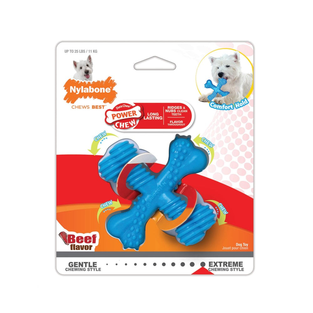 Nylabone Comfort Hold X Bone Power Chew Beef Flavor