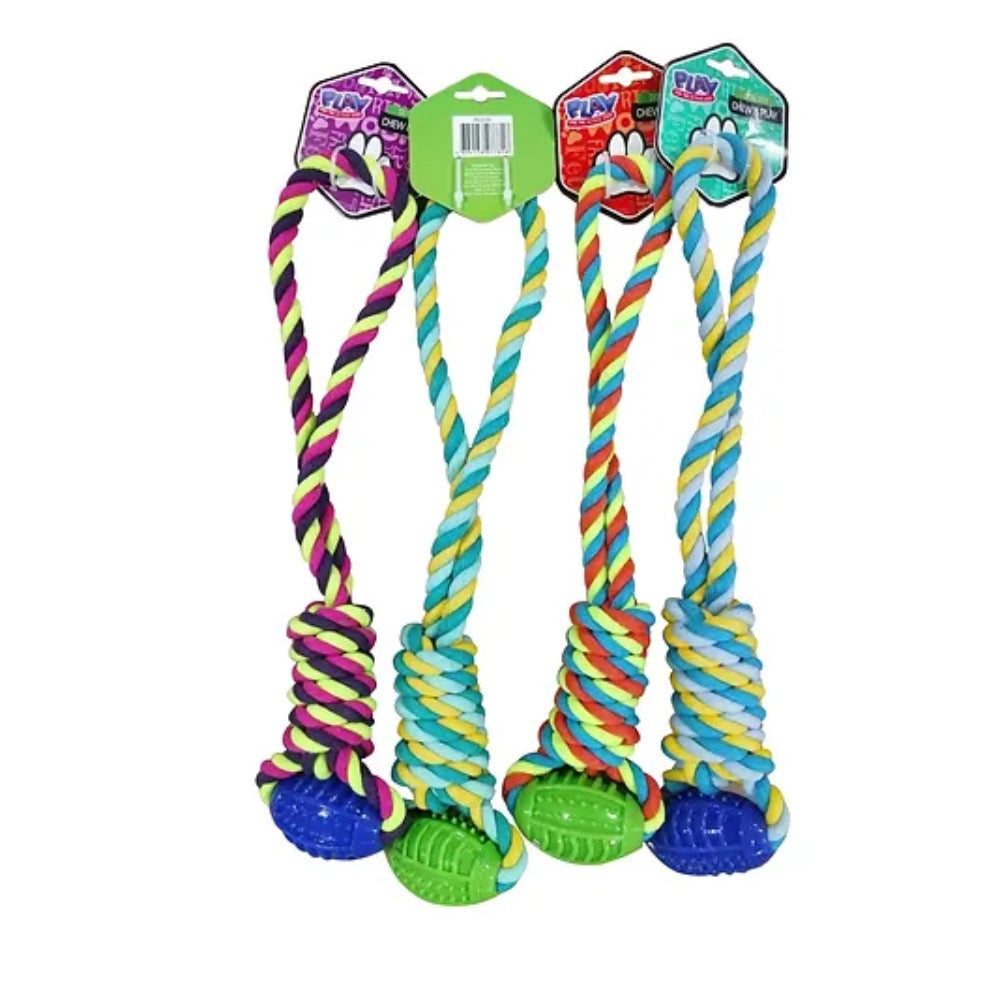 Play Toss Tugger With Ball Dog Toy - Assorted Colors