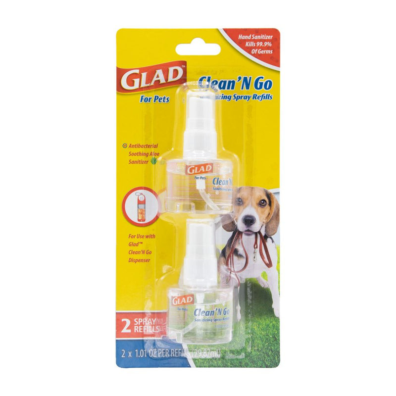 BUY ONE, GET ONE FREE GLAD Clean & Go Wastebag Dispenser + Sanitizing Spray & GLAD Sanitizing Spray Refills-2Pk