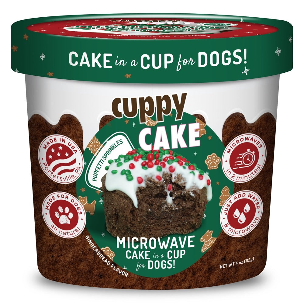 *SALE* Cuppy Cake Microwave Cake in A Cup for Dogs - Gingerbread Flavor with Pupfetti Sprinkles