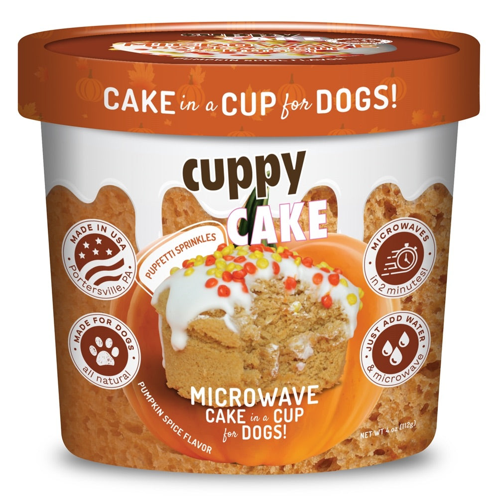 *SALE*Cuppy Cake Microwave Cake in A Cup for Dogs - Pumpkin Spice Flavor with Pupfetti Sprinkles