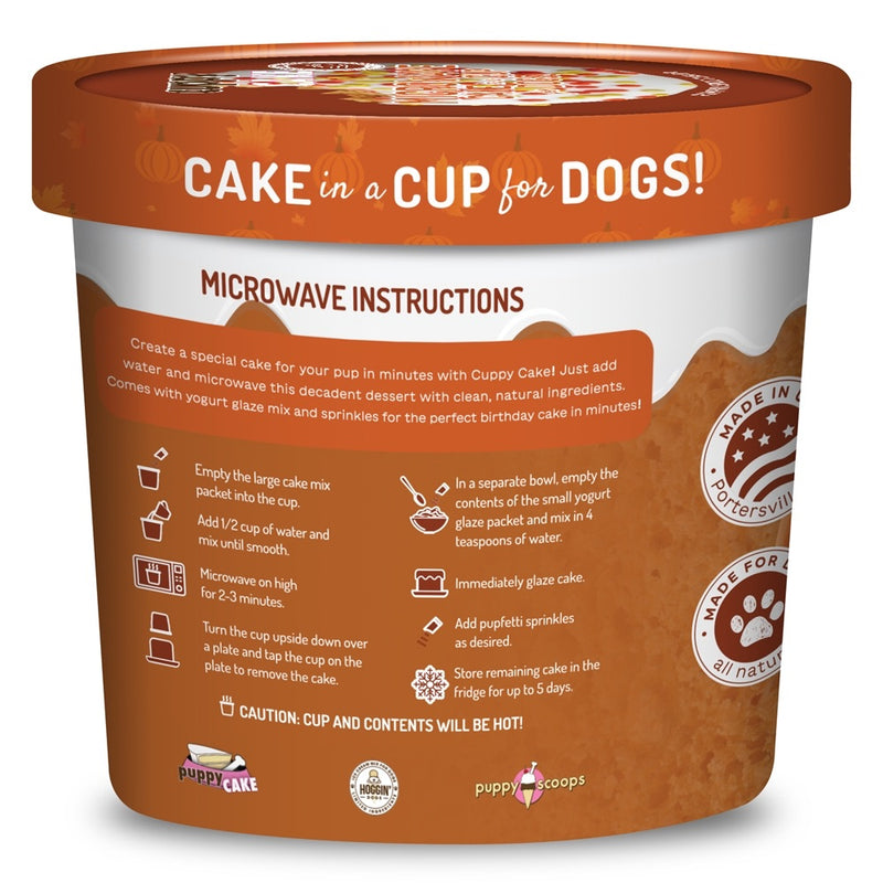 Cuppy Cake Microwave Cake in A Cup for Dogs - Pumpkin Spice Flavor with Pupfetti Sprinkles