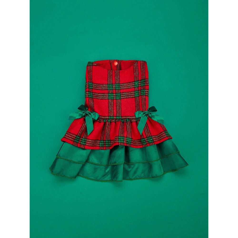 Spice Paws Pet Christmas Plaid Red/Green Dress