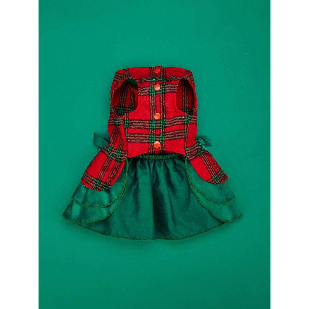 Spice Paws Pet Christmas Plaid Red/Green Dress