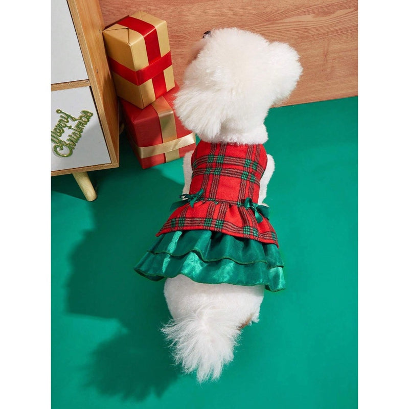 Spice Paws Pet Christmas Plaid Red/Green Dress