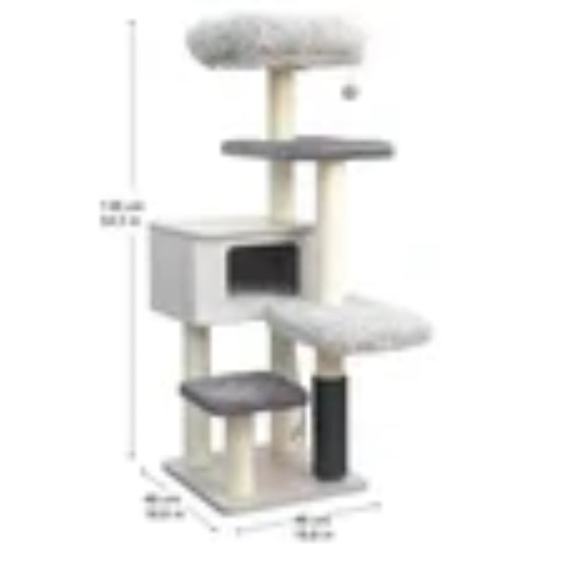 Catry Kasio 6- Level Modern Cat Tree with Premium Shag Fur- Kasio Gray