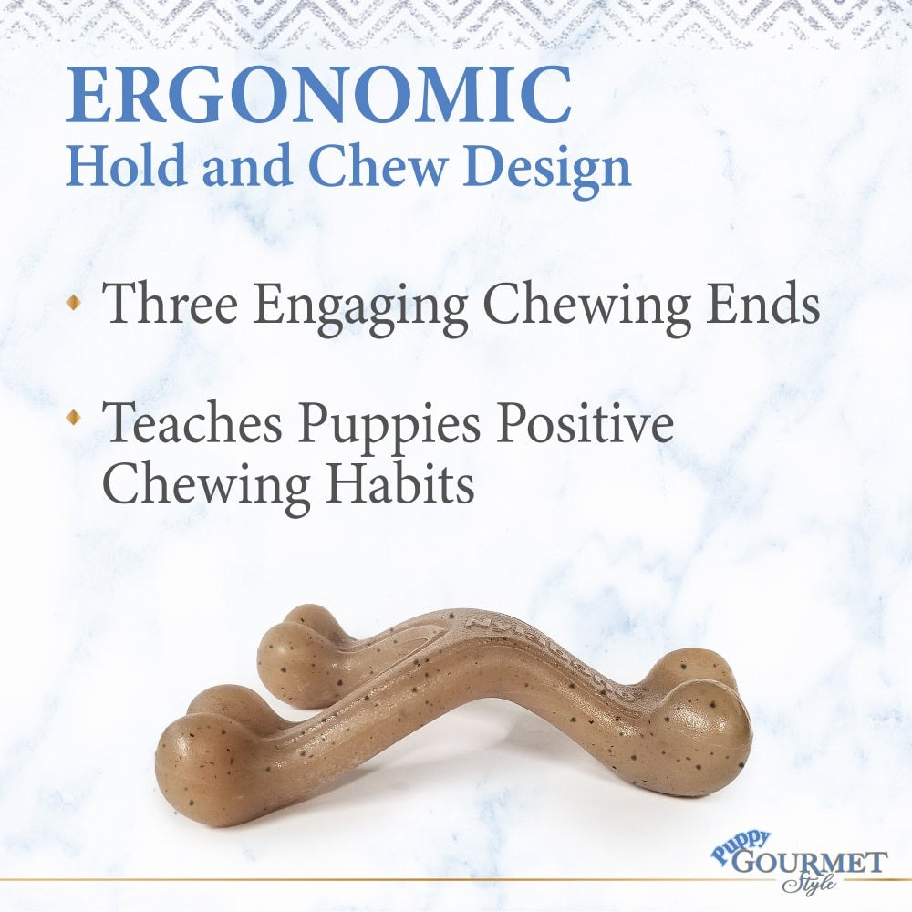 Nylabone Puppy Gourmet Style Strong Chew Toy Wishbone Peanut Butter -Small