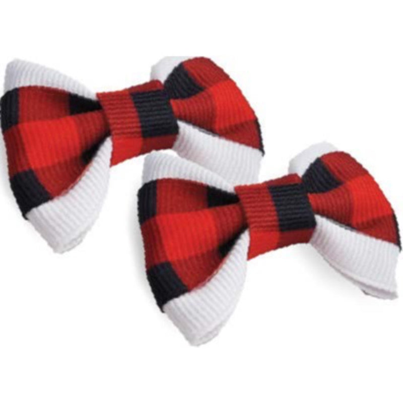 Barker's Bowtique Red Buffalo Plaid Hair Bows - 2 per card