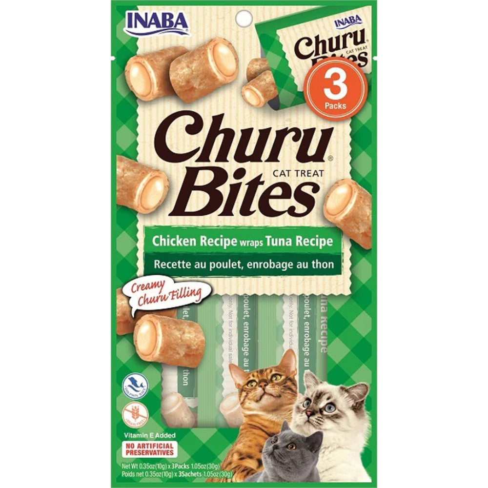 Inaba Churu Bites Chicken Wrap with Tuna - 3  1.5oz Packs