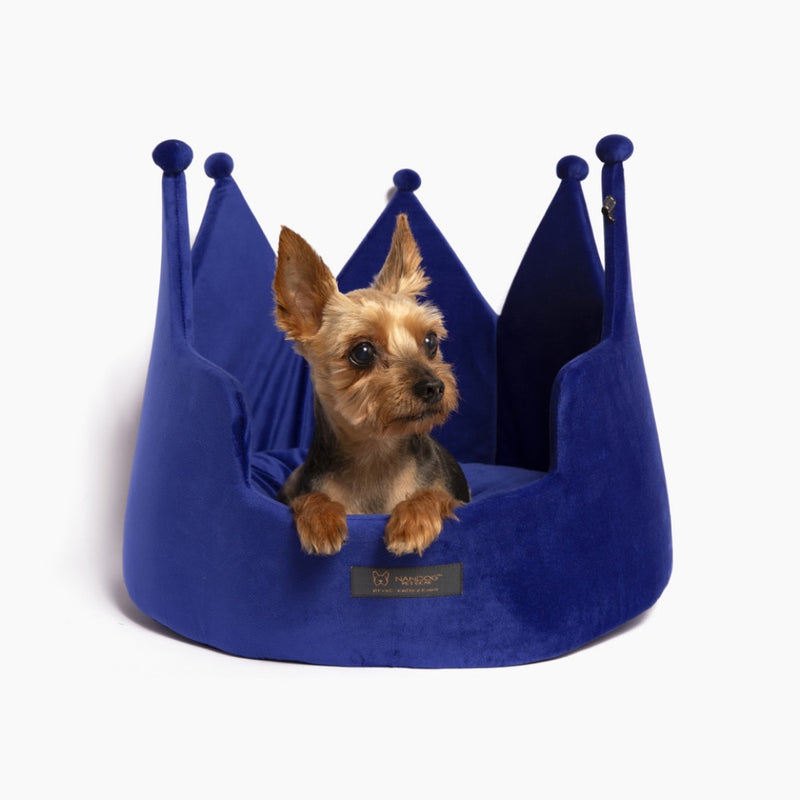 Nandog CROWN BED MICRO PLUSH ROYAL BLUE - LARGE