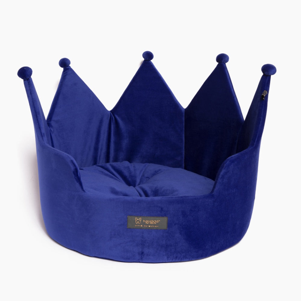 Nandog CROWN BED MICRO PLUSH ROYAL BLUE - LARGE