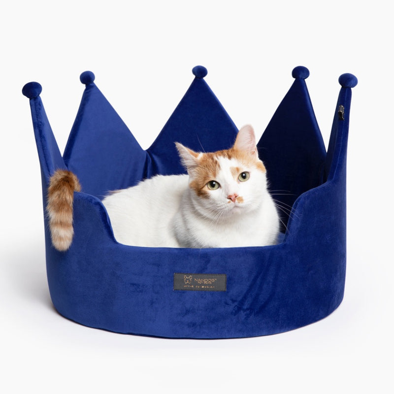 Nandog CROWN BED MICRO PLUSH ROYAL BLUE - LARGE
