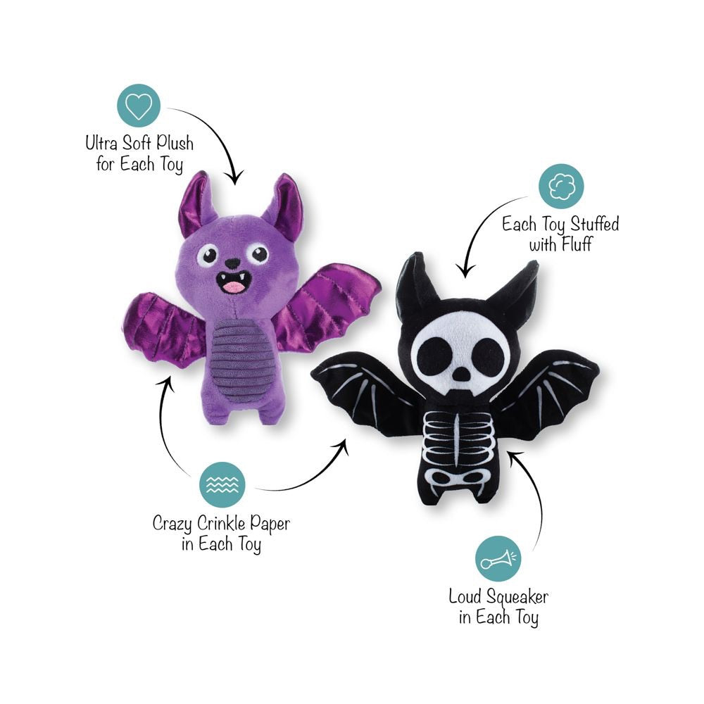 Fringe Studio Pet Shop Bat To The Bone Plush Dog Toys Set Of 2