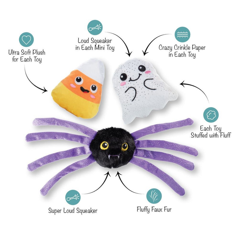 Fringe Studio Pet Shop Frightly Friends Plush Dog Toys Multi-Pack Set Of 3