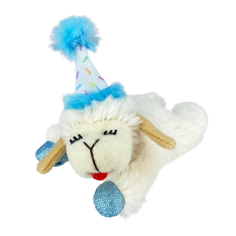 Multipet Lamb Chop with Birthday Hat Cat Toy 4"