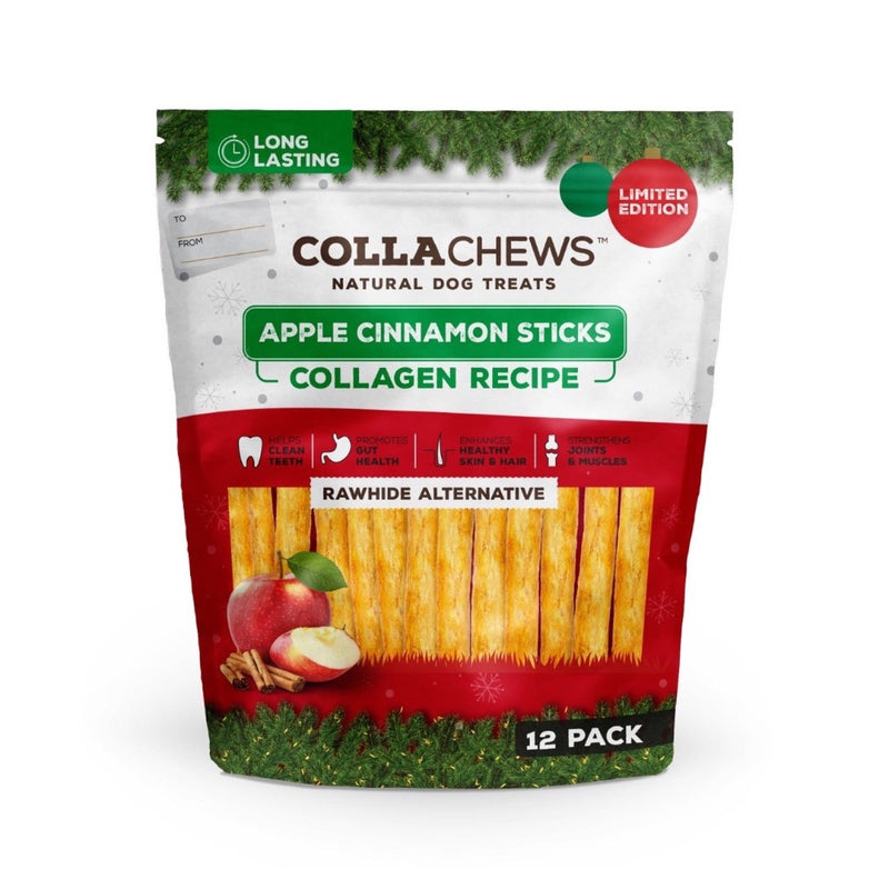 CollaChews Holiday Apple Cinnamon 5" Collagen Stix - 12 pk