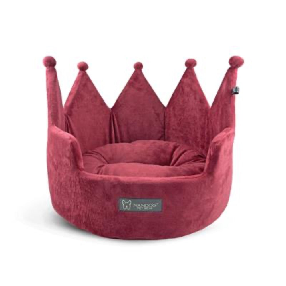 Nandog Crown Bed Micro Plush- Burgundy