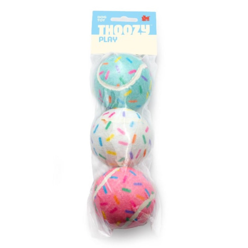 ThoozyPet Birthday 3pk Sprinkle Tennis Balls Fetch Dog Toy - 2.5"