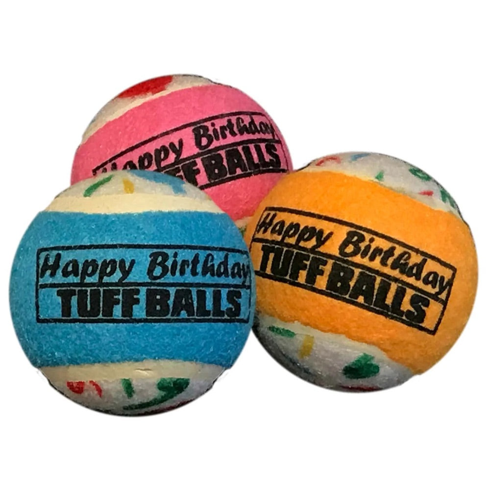 PetSport Happy Birthday 3pk Tuff Ball - 2.5"