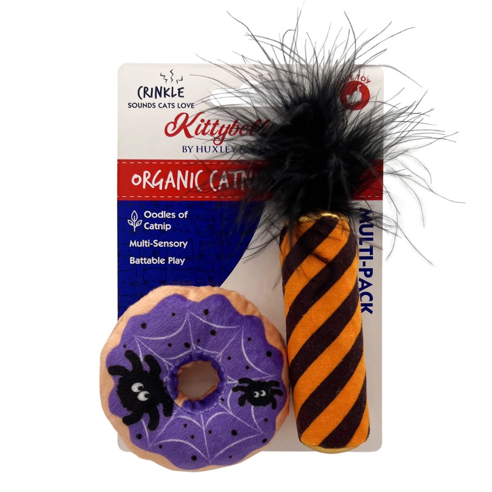 Kittybells by Huxley & Kent Spiderweb Donut & Black Flame Candle Cat Toy - 2pk