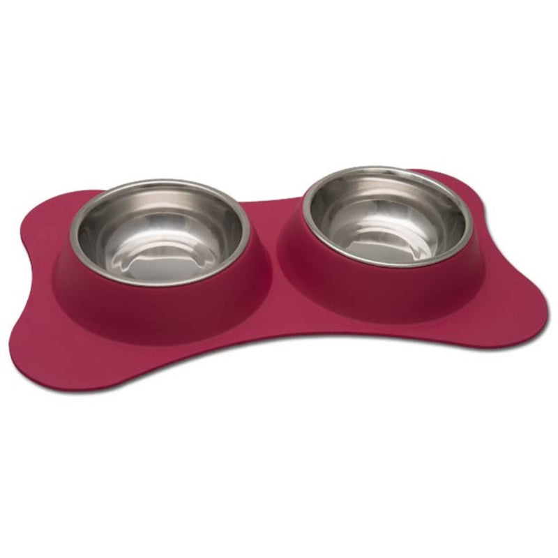 Loving Pets Dolce Small Bone Shaped Flex Diner - Pomegranate