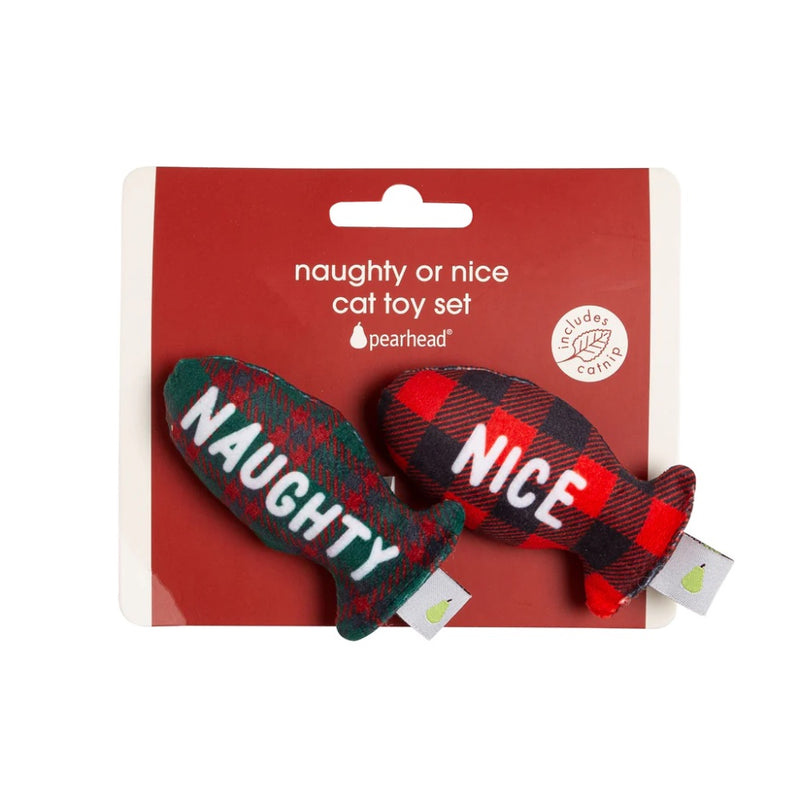 Pearhead naughty or nice cat toy set