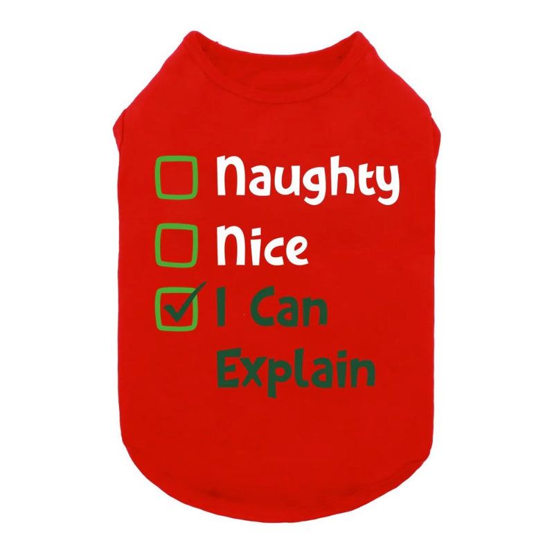 Fitwarm Naughty, Nice, I Can Explain Tshirt - Red