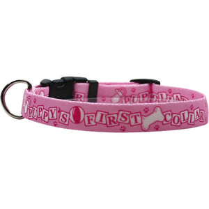 Yellow Dog Puppy's First Collar- Pink