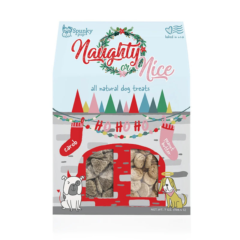 Spunky Pup Naughty or Nice - Holiday Dog Treats, Peanut Butter & Carob (7 oz)