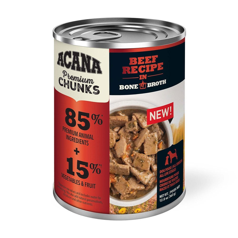 Acana® Premium Chunks Beef Recipe in Bone Broth Dog Food 12.8 Oz