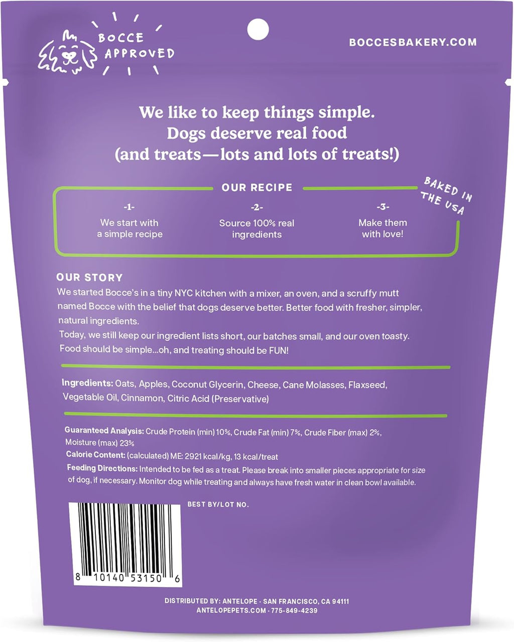 Bocce's Bakery Spiced Cider, Apple, Cheese & Cinnamon Soft & Chewy Dog Treats, 6-oz