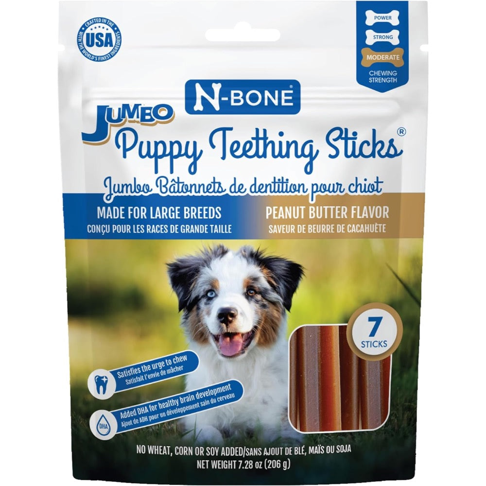 N-Bone® Jumbo Puppy Teething Sticks for Moderate Chewers - Peanut Butter Flavor