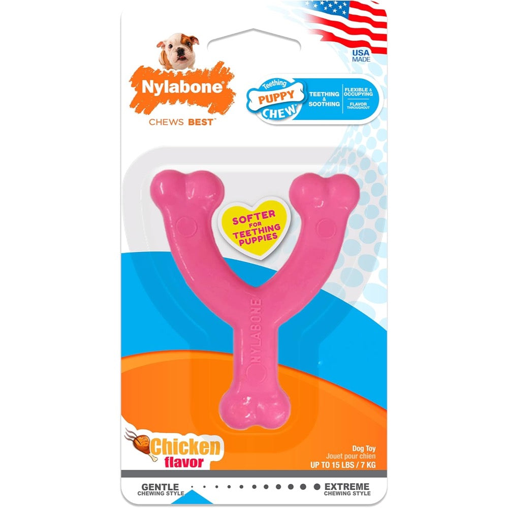 Nylabone Puppy Chew Toy Wishbone Chicken (XS/Petite Up To 15 Lbs)