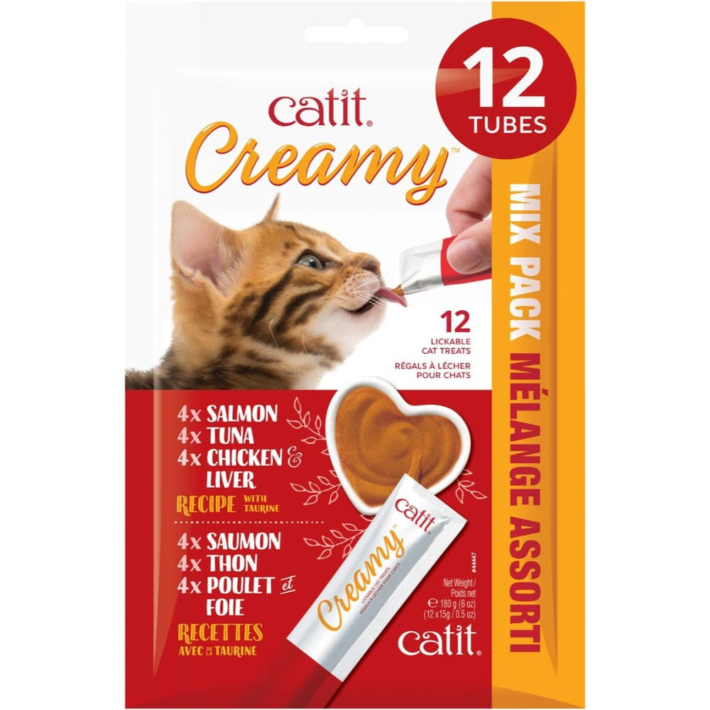 Catit Creamy Lickable Cat Treat Assorted Pack - 12 Tubes