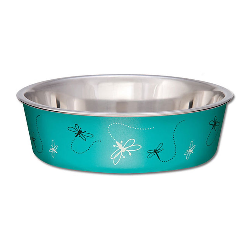 Loving Pets Bella Bowl Stainless Steel Dog Bowl - Turquoise Dragonfly