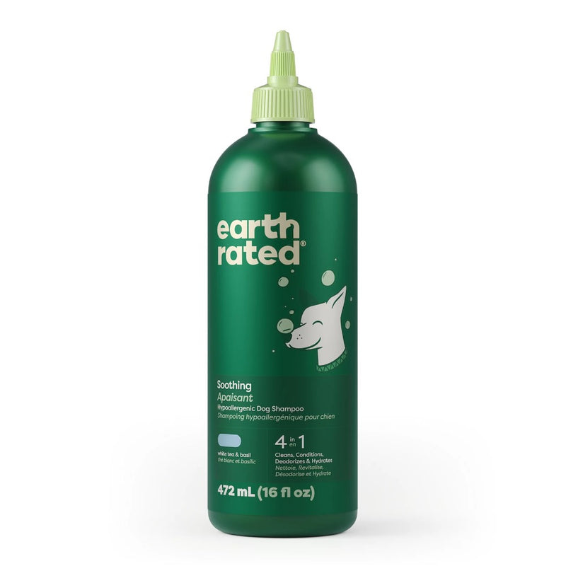 Earth Rated Soothing 4-in-1 Short Coat Dog Shampoo -White Tea and Basil 16oz