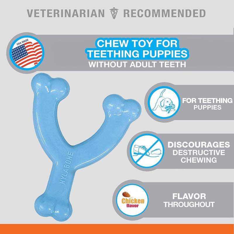Nylabone Puppy Chew Toy Wishbone Chicken (XS/Petite Up To 15 Lbs)